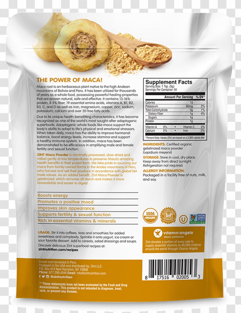 Superfood Maca Nutrient Organic Food Health - Nongmo Project Transparent PNG