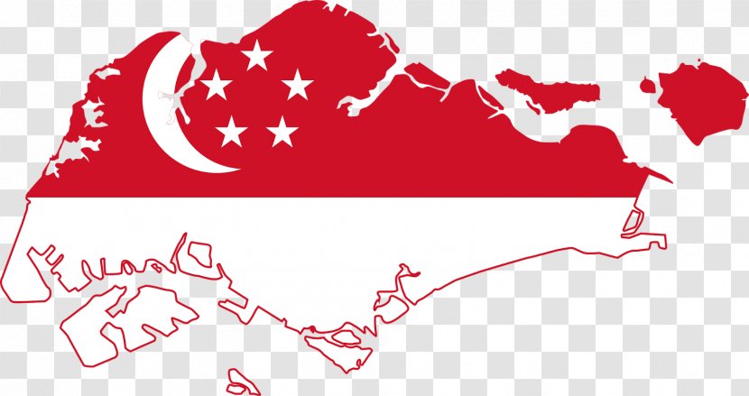 Flag Of Singapore Vector Map - Heart Transparent PNG