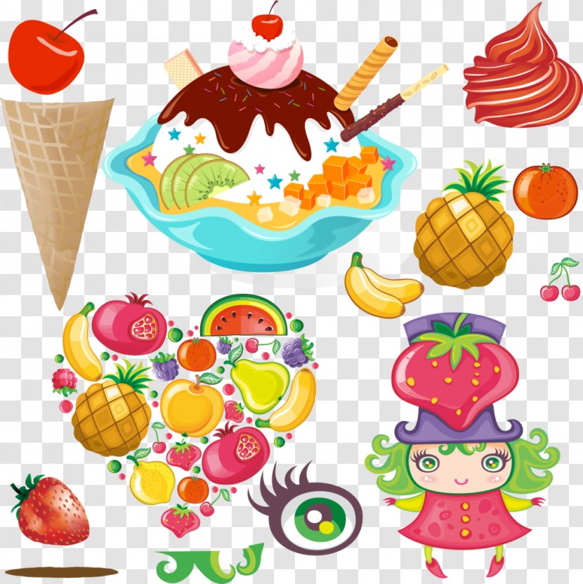 Fruit Ice Cream Cones Baobing Clip Art - Artwork Transparent PNG
