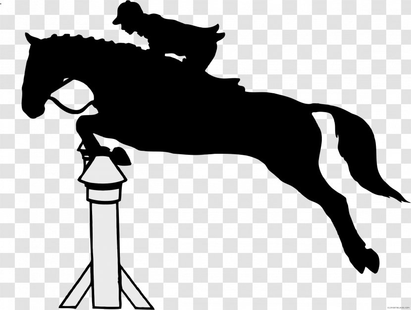 Horse Pony Clip Art Equestrian Jumping - Monochrome Transparent PNG