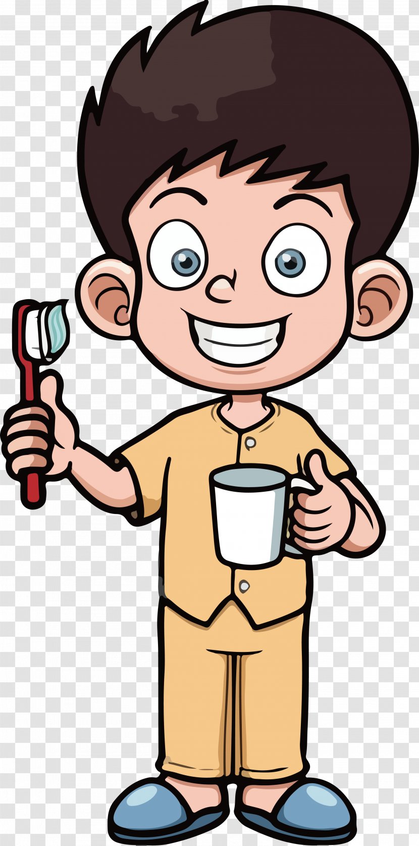Tooth Brushing Dentistry Cartoon - Drinkware - Boy Vector Transparent PNG
