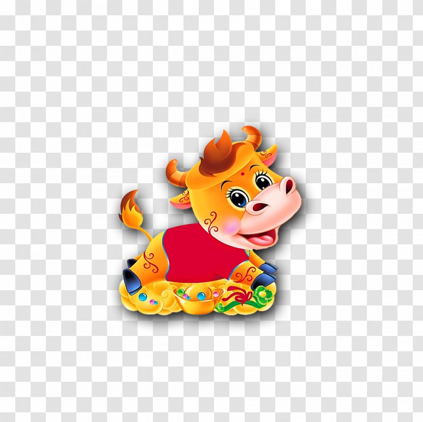 Chinese New Year Ox Zodiac Happiness Traditional Holidays - Cartoon Birthday Cow Transparent PNG