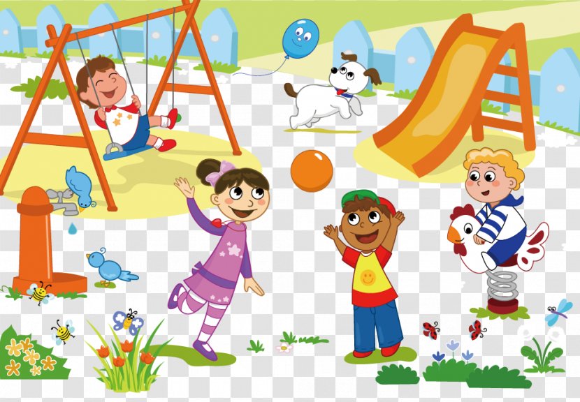 Schoolyard Playground Child Clip Art - Human Behavior - Cartoon Children Play Transparent PNG