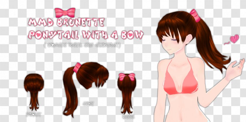 Brown Hair Ponytail Blue Hairstyle - Heart - Hairdressing Transparent PNG