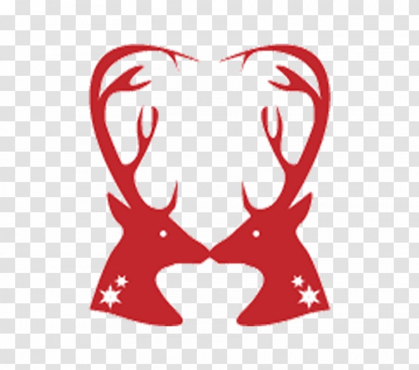 Wedding Cake Topper Deer - Heart - Red Transparent PNG