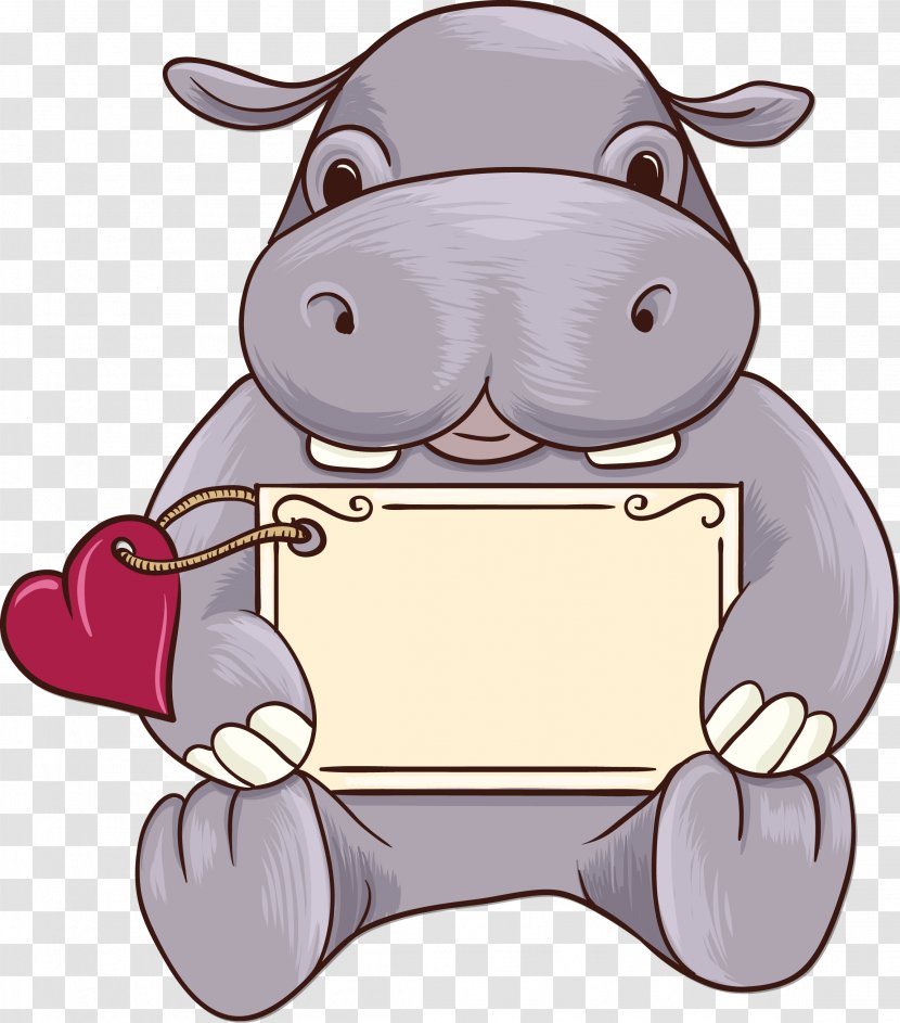 Hippopotamus Wedding Invitation Valentines Day Gift Love - Button - Vector Hippo Transparent PNG