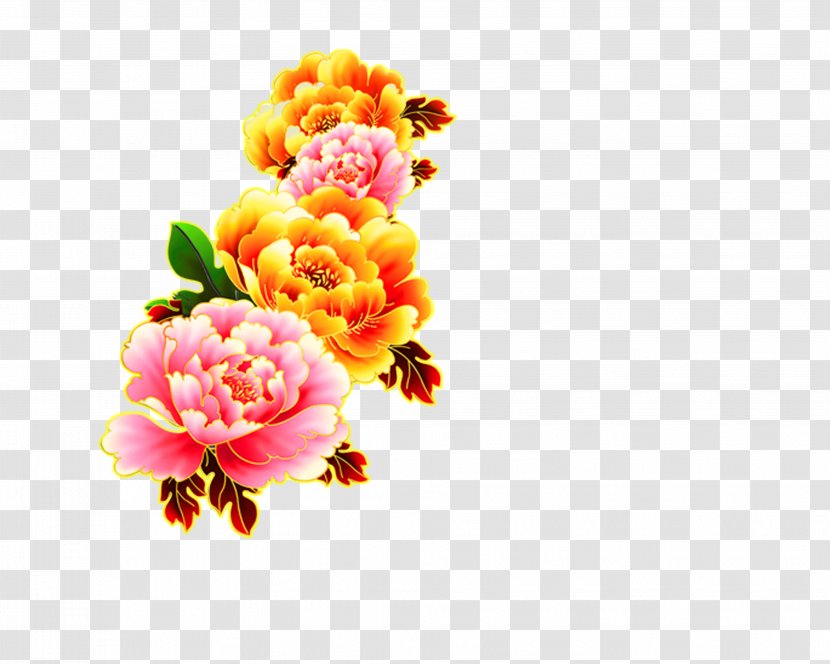 Moutan Peony Download Chinese New Year - Floral Design - HD Free Matting Material Transparent PNG