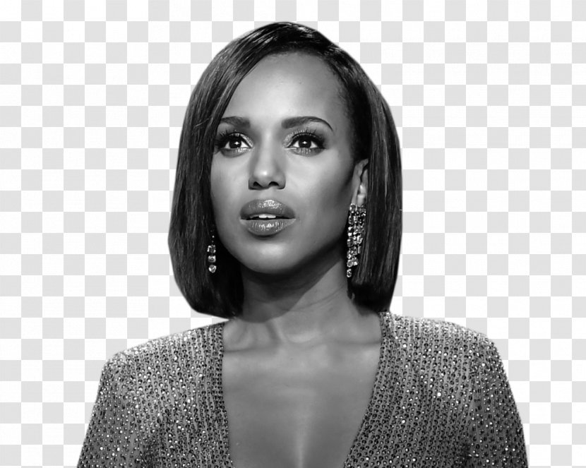 Kerry Washington Black And White Monochrome Photography Portrait - Hairstyle - RUSSIA 2018 Transparent PNG