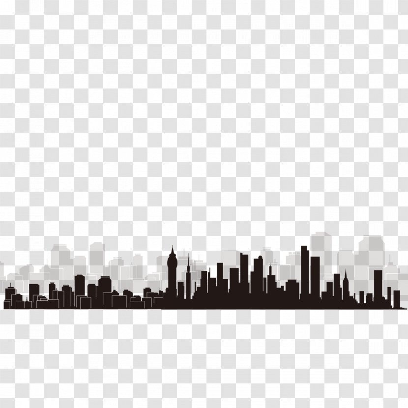 Building City Black And White - Buildings Silhouettes Transparent PNG