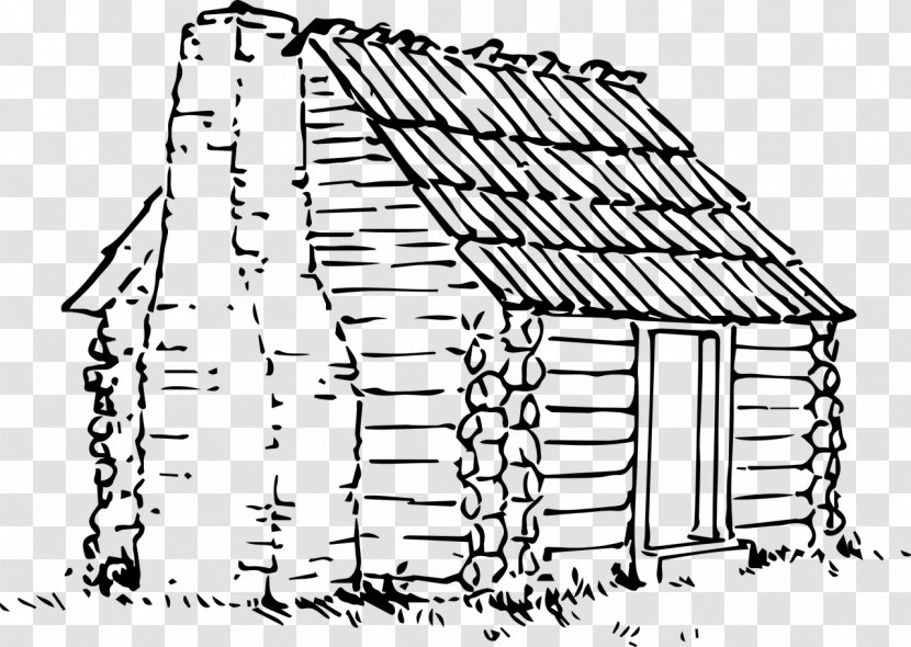 Log Cabin Drawing House Building - Black And White Transparent PNG