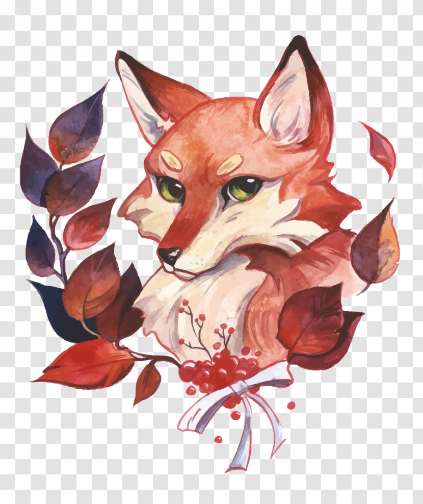 Watercolor Painting Fox - Art - Vector Transparent PNG