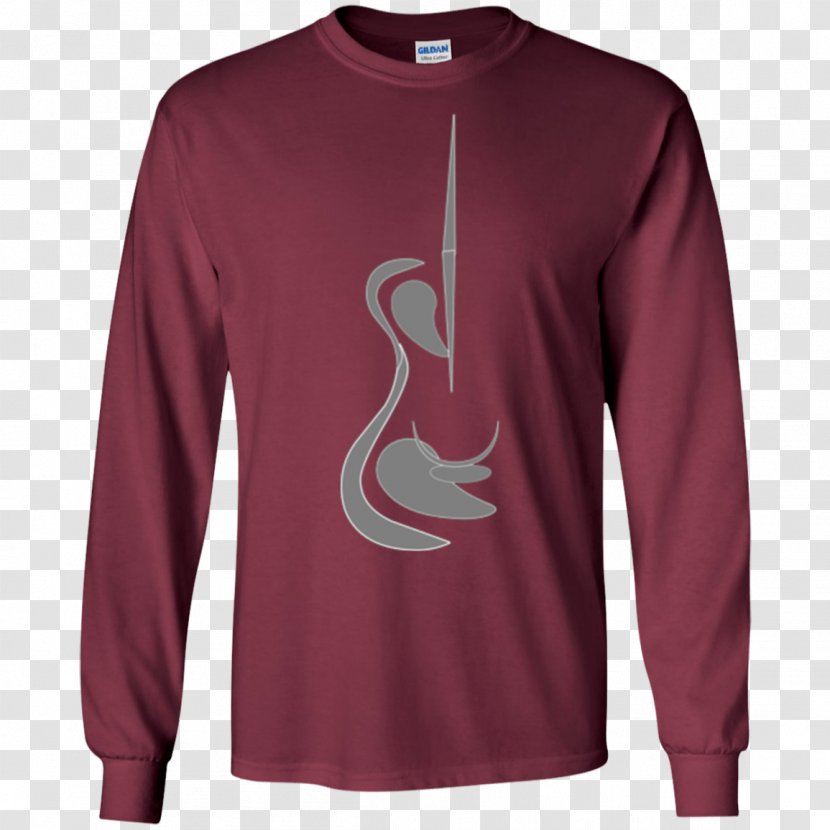 Long-sleeved T-shirt Hoodie Sweater - Maroon Transparent PNG
