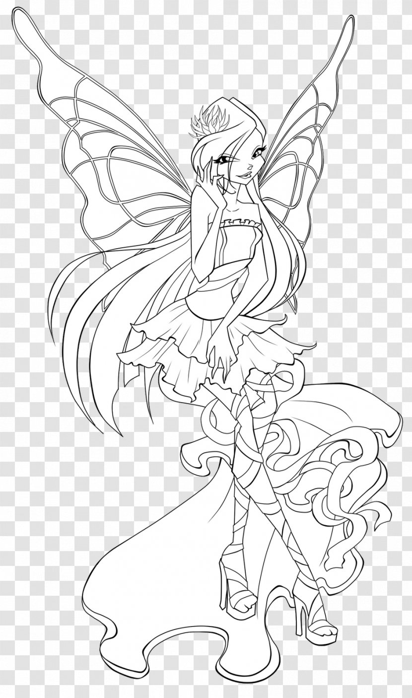 Bloom Line Art Musa Black And White Drawing - Painting Transparent PNG