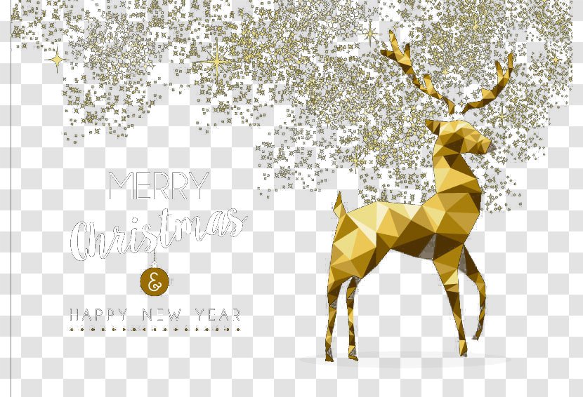 Reindeer Christmas Geometry - Golden Transparent PNG