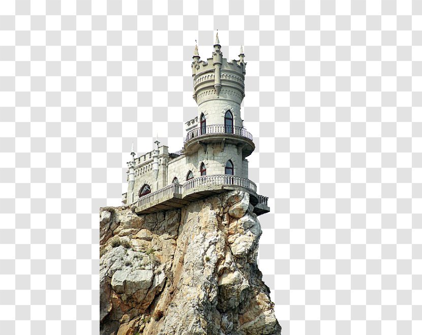 Swallows Nest Yalta Alupka Neuschwanstein Castle Hohenzollern - Turret - White On The Cliff Transparent PNG