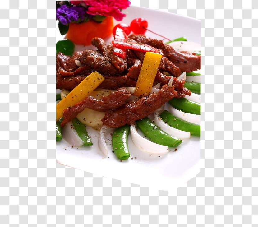 Steak Vegetarian Cuisine Teppanyaki Bell Pepper Beef - Recipe - Black Green Vegetables Transparent PNG