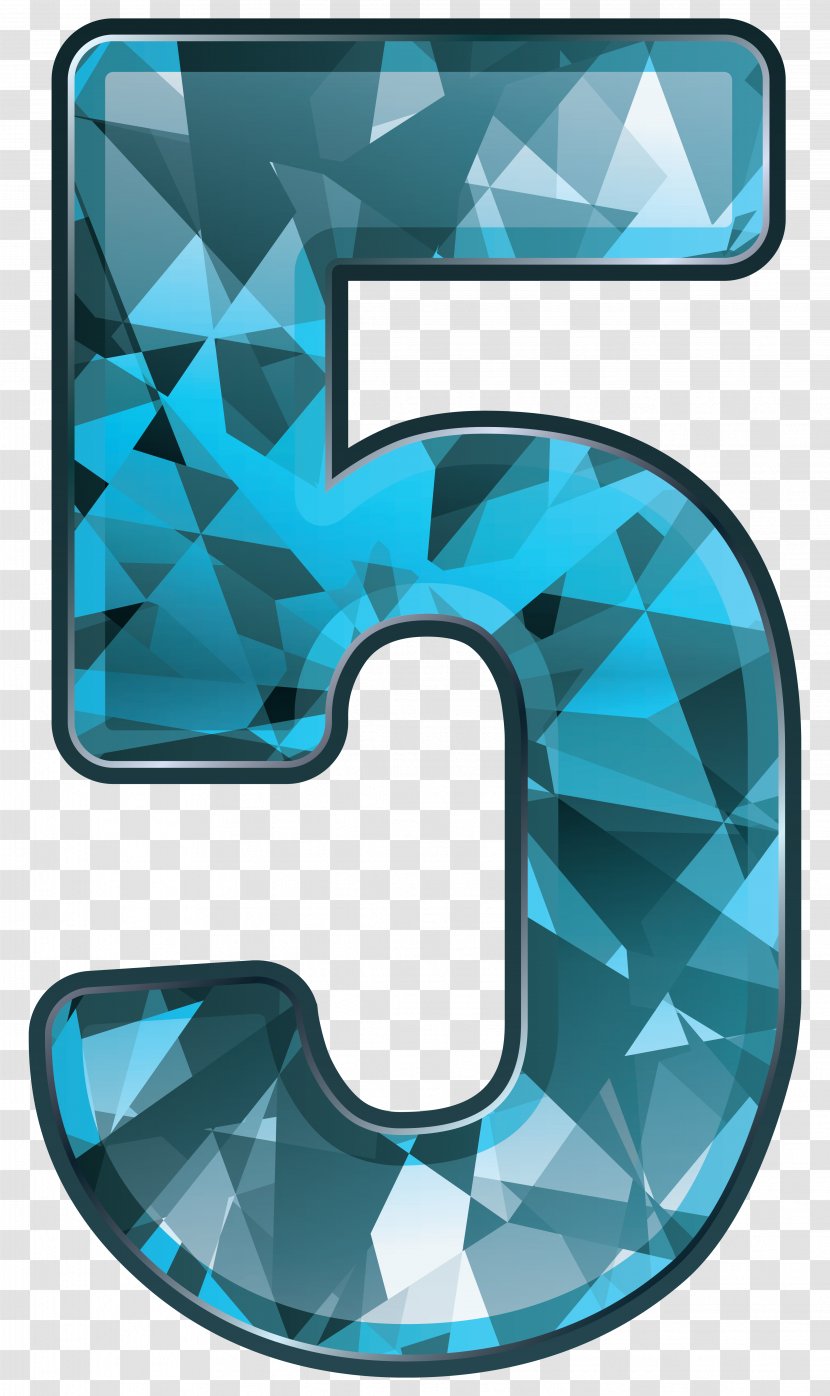 Clip Art - Blue - Crystal Number Five Clipart Image Transparent PNG