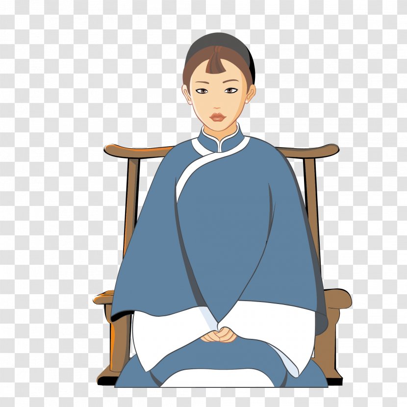 Sitting Motif - Frame - Traditional Chinese Women Transparent PNG
