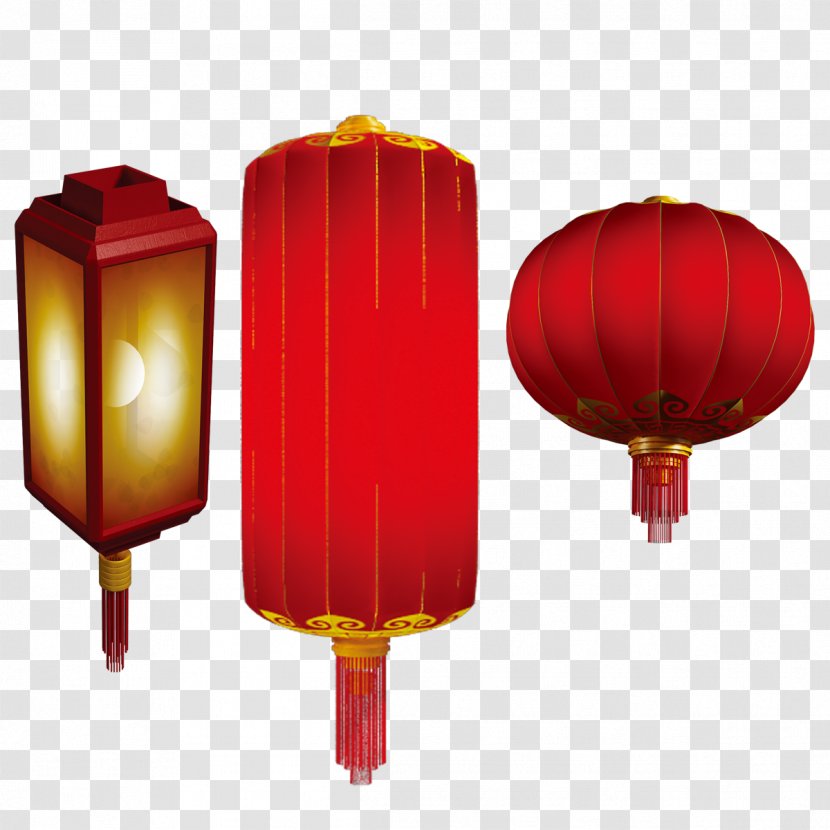 Lantern Chinese New Year Red - Lanterns Free Buckle Material Transparent PNG