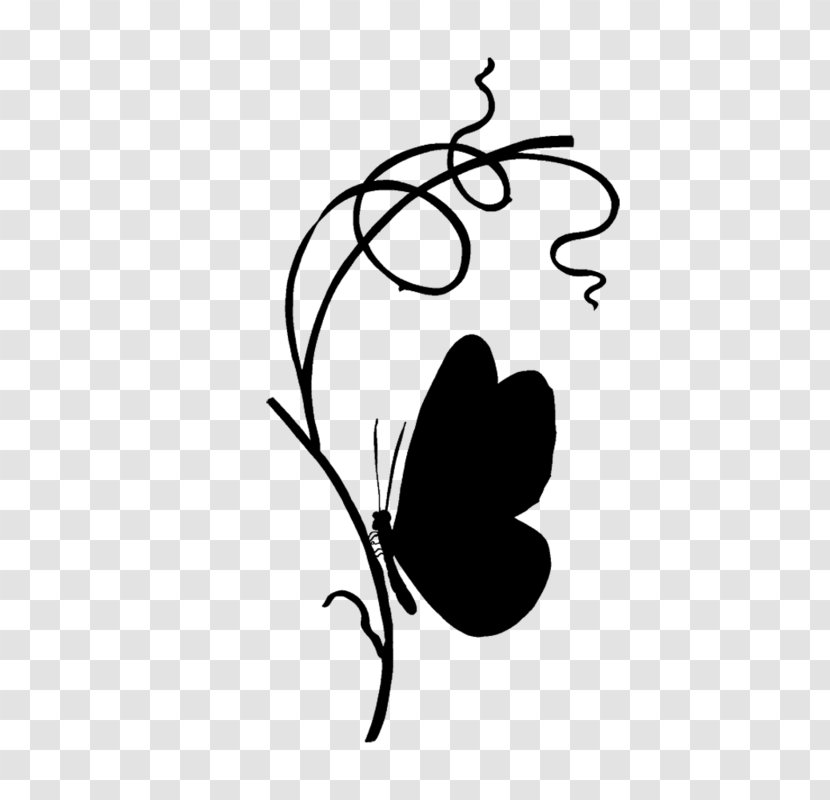 Brush-footed Butterflies Clip Art Insect Silhouette Leaf - Plants - Blackandwhite Transparent PNG