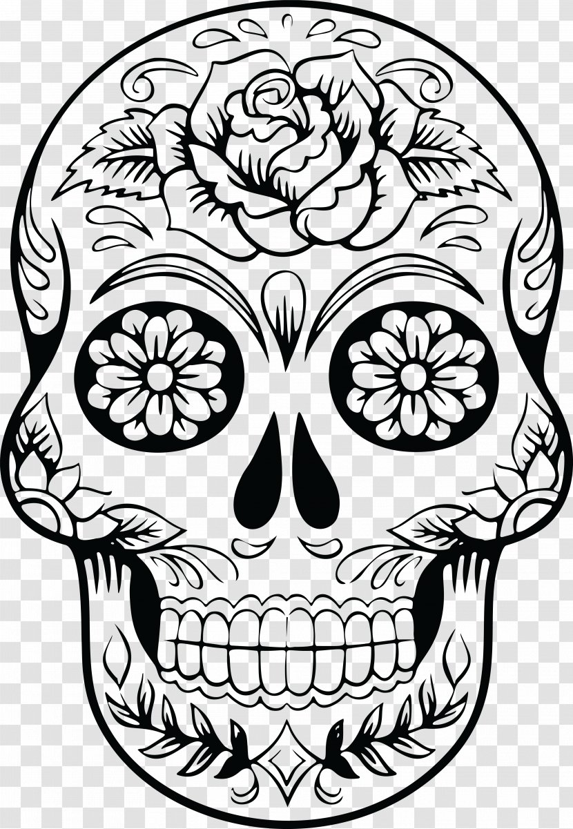 Calavera Skull Mexican Cuisine Clip Art - Flower - DIA DE LA MUJER Transparent PNG