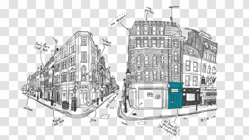 Building Architecture Drawing Sketch - Urban Design - Street View Transparent PNG