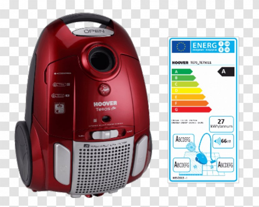 Hoover Telios Plus TE70 Vacuum Cleaner Home Appliance European Union Energy Label - Electronics Transparent PNG