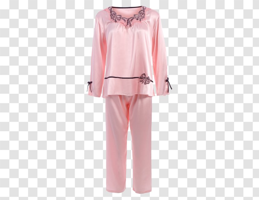 Pajamas Shoulder Satin Sleeve Pink M Transparent PNG