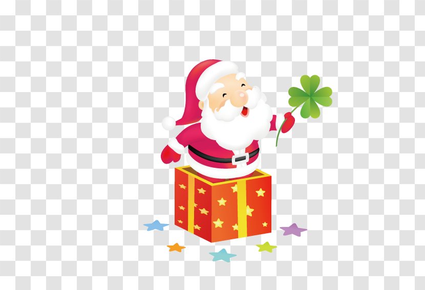 Santa Claus - Clauss Reindeer - Standing On A Gift Box Transparent PNG