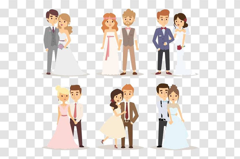 Marriage Euclidean Vector Couple Illustration - Silhouette - 6 Pairs Of New Couples Transparent PNG