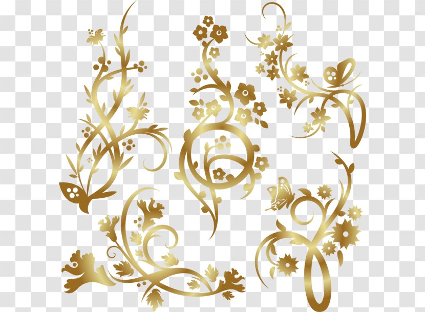 Ornament Drawing Embroidery Clip Art - Golden Pattern Transparent PNG