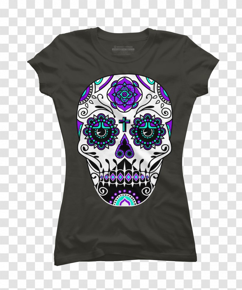 T-shirt Sleeve Clothing Crew Neck - Woman - Day Of The Dead Transparent PNG