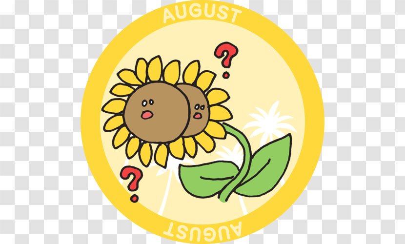 Clip Art Illustration Floral Design Sunflower M - Yellow - Line Badge Transparent PNG