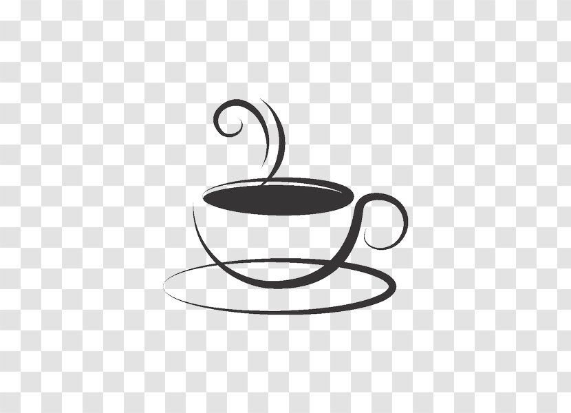 Coffee Cup Saucer Clip Art - Black And White Transparent PNG