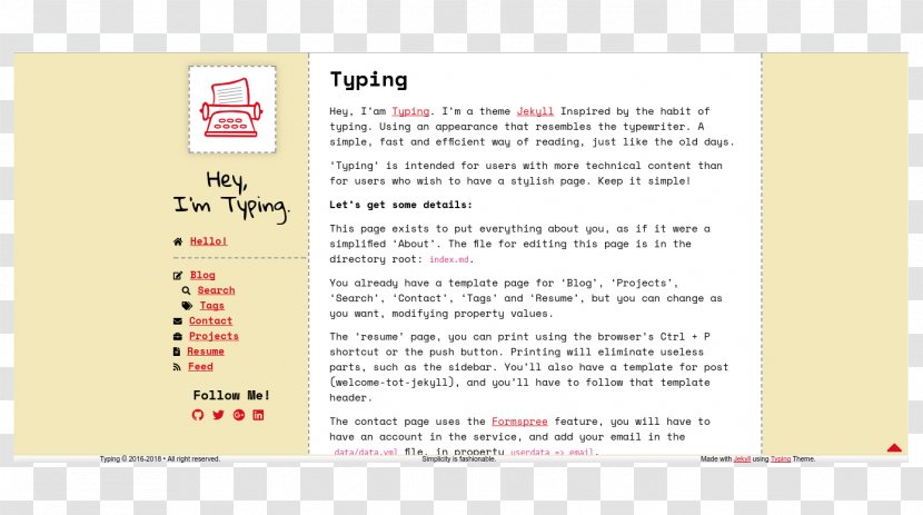 Jekyll Template Typing GitHub Blog - Github Transparent PNG