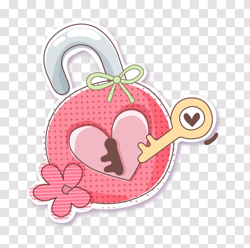 Lock Key Cartoon - Art - Red Pattern Keylock Transparent PNG