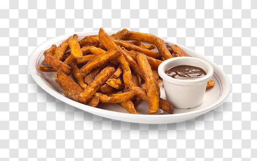 French Fries Sweet Potatoes Vegetarian Cuisine Potato Wedges - Fast Food - Tempura Onion Rings Transparent PNG