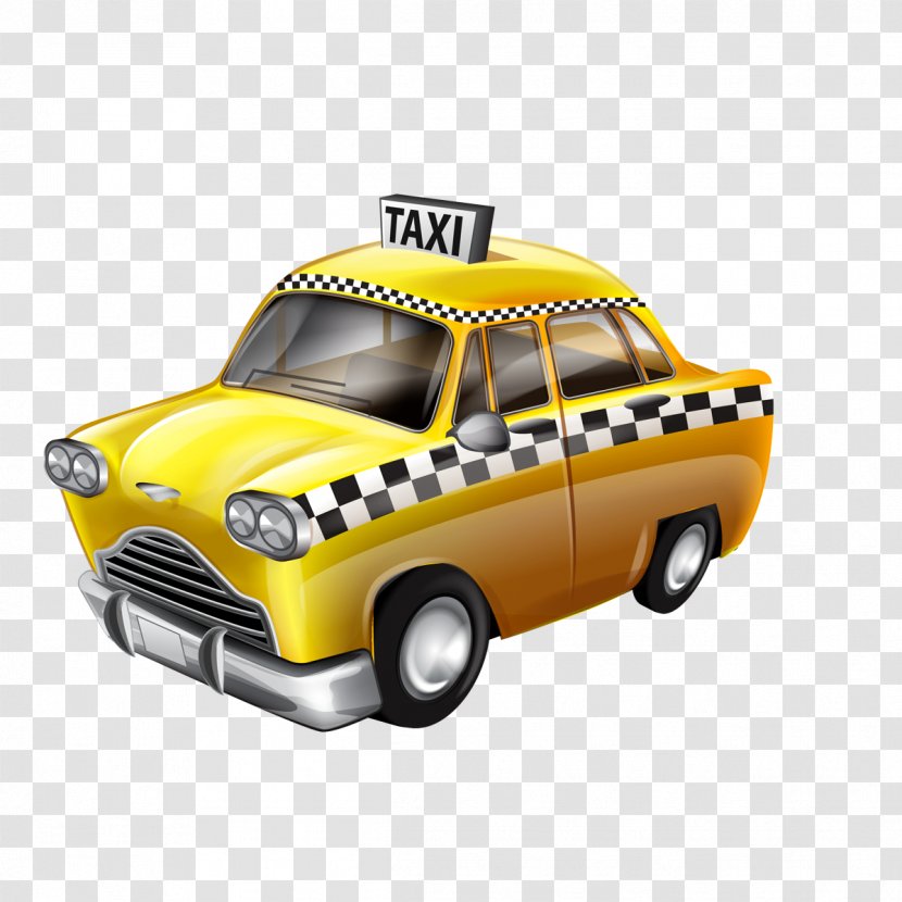 Taxi Yellow Cab Clip Art - Sedan - Cartoon Transparent PNG