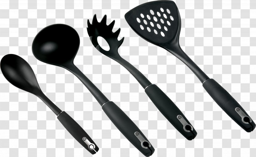 Spoon Kitchenware Kitchen Utensil Fork - Black Transparent PNG