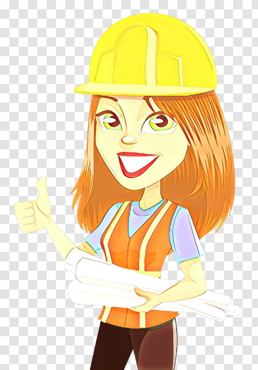 Cartoon Construction Worker Hard Hat Finger Headgear - Fashion Accessory Illustration Transparent PNG