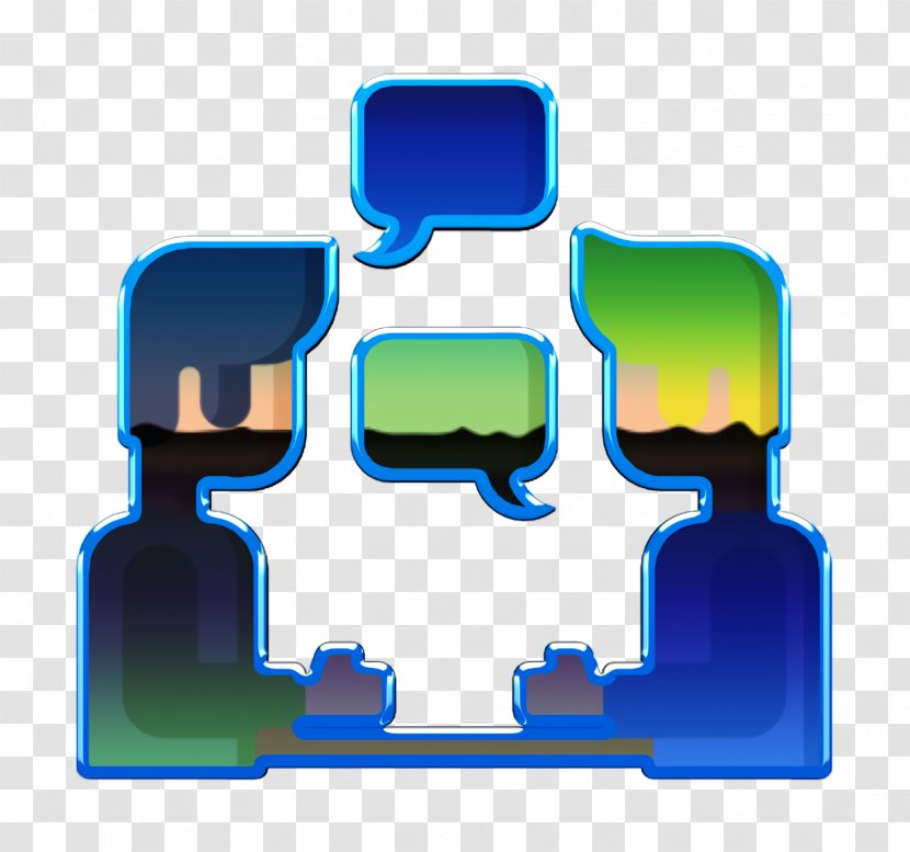 Man Icon Teamwork Meeting - Rectangle - Electric Blue Transparent PNG