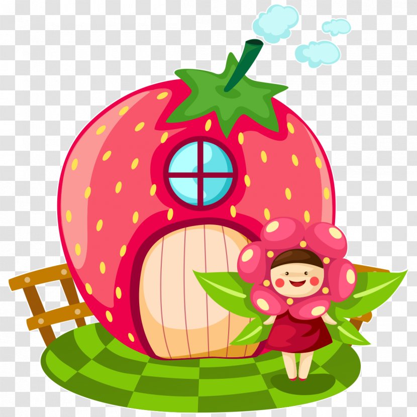 Strawberry House Cartoon - Fruit Transparent PNG