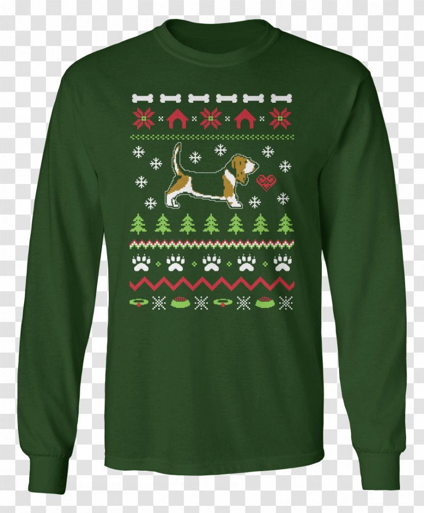 T-shirt Sleeve Christmas Jumper Sweater Day - Brand - Basset Hound Transparent PNG