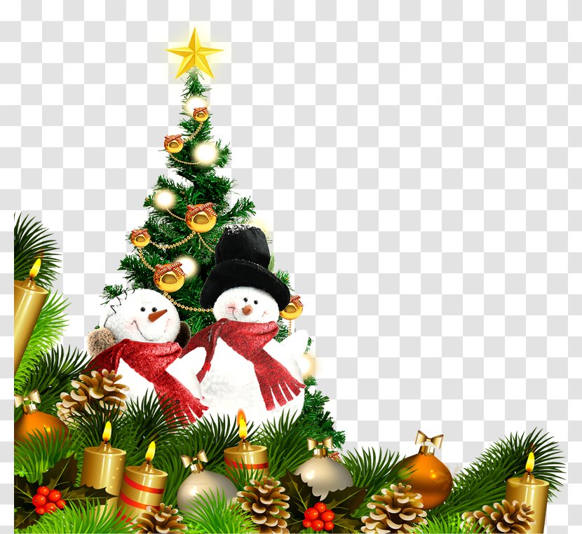Christmas Tree Candle Snowman - Decoration Transparent PNG