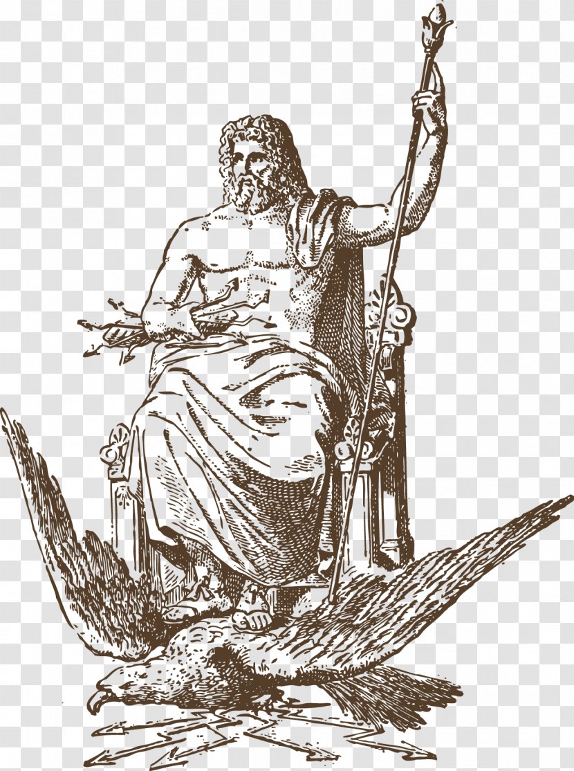 Zeus Hera Poseidon Ancient Greece Greek Mythology - Black And White - Vector Statue Transparent PNG