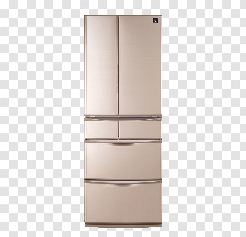 Refrigerator Euclidean Vector Frost - Refrigeration - Golden Multi Door Transparent PNG