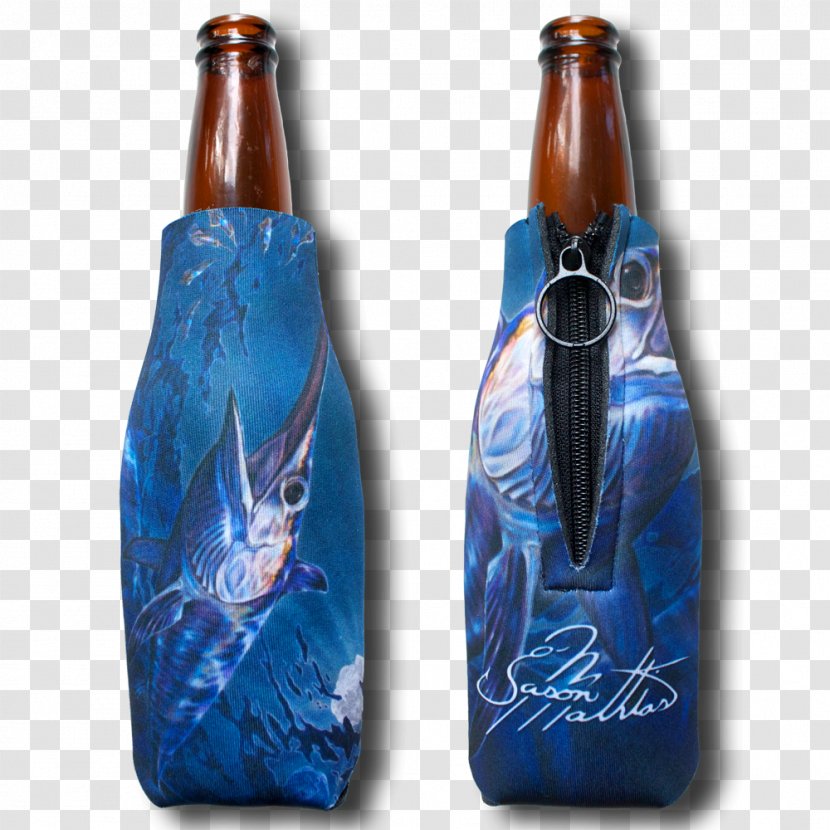 Koozie Beer Bottle Black Marlin Sailfish - Striped Transparent PNG