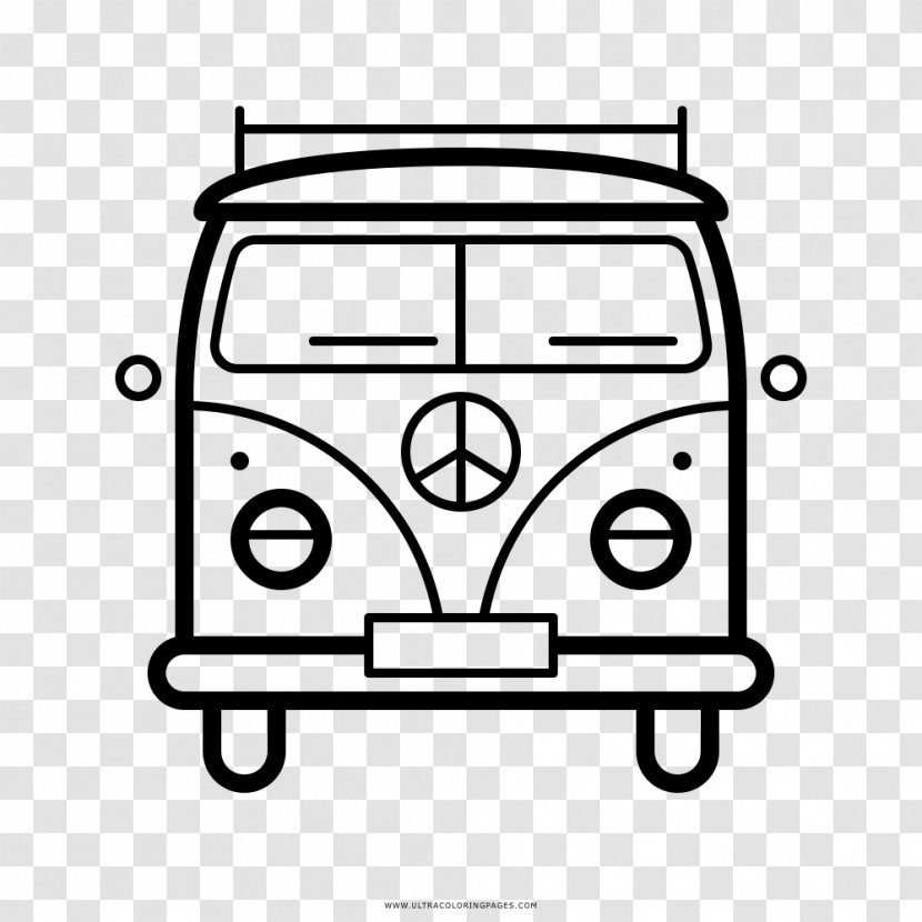 Hippie Coloring Book Drawing - Area - Bus Transparent PNG