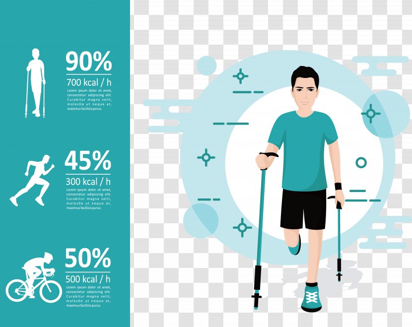 Infographic Graphic Design Walking - Advertising - Man Fitness Vector Transparent PNG