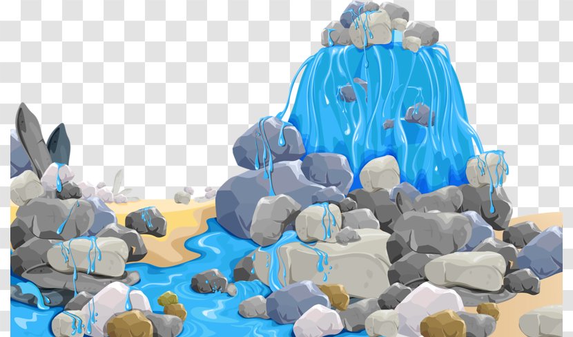 Waterfall Illustration - Plastic - Hand-painted Stones Transparent PNG